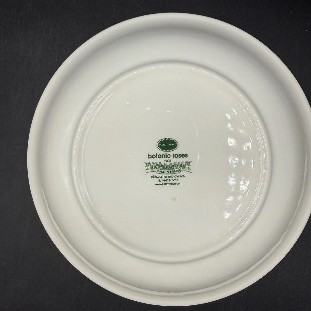 Portmeirion Botanic Roses Pasta Bowls Set of 4 Floral White 8.5in Cottagecore